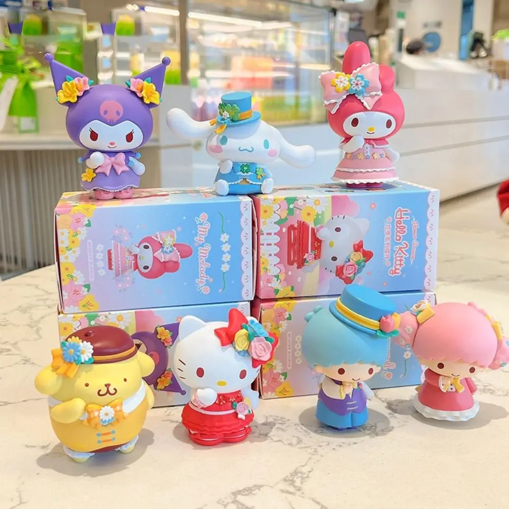 

Подлинные фигурки Sanrio, аниме фигурки, серия цветов, Kuromi my melody Hellokitty Cinnamoroll Kawaii, настольное украшение