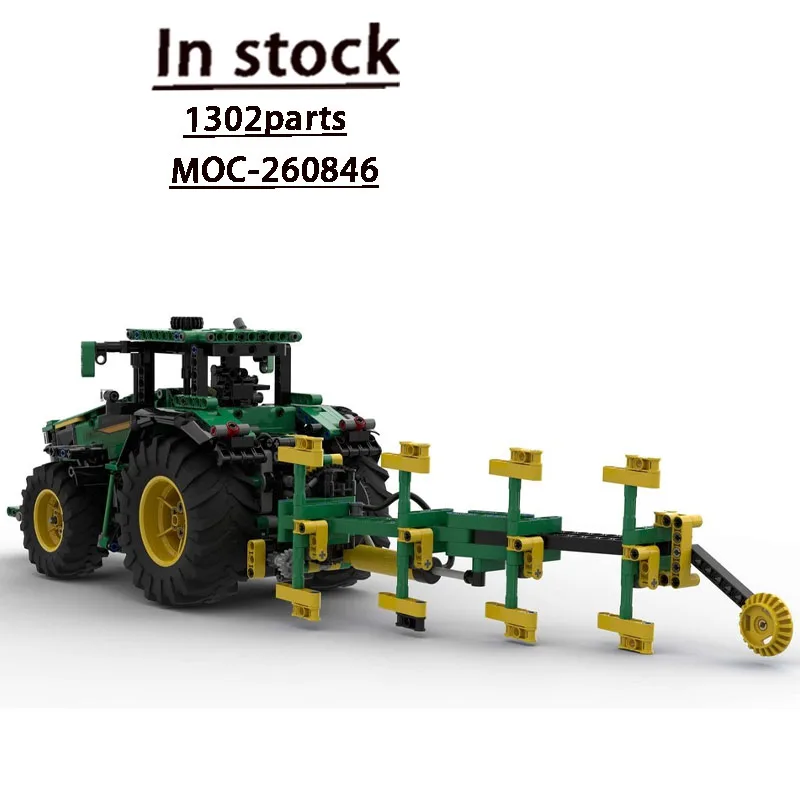 Фото Конструктор MOC-260846: Городская ферма, сельскохозяйственный трактор с плугом, модель из 1302 деталей, подарок на день рождения для мальчиков №1