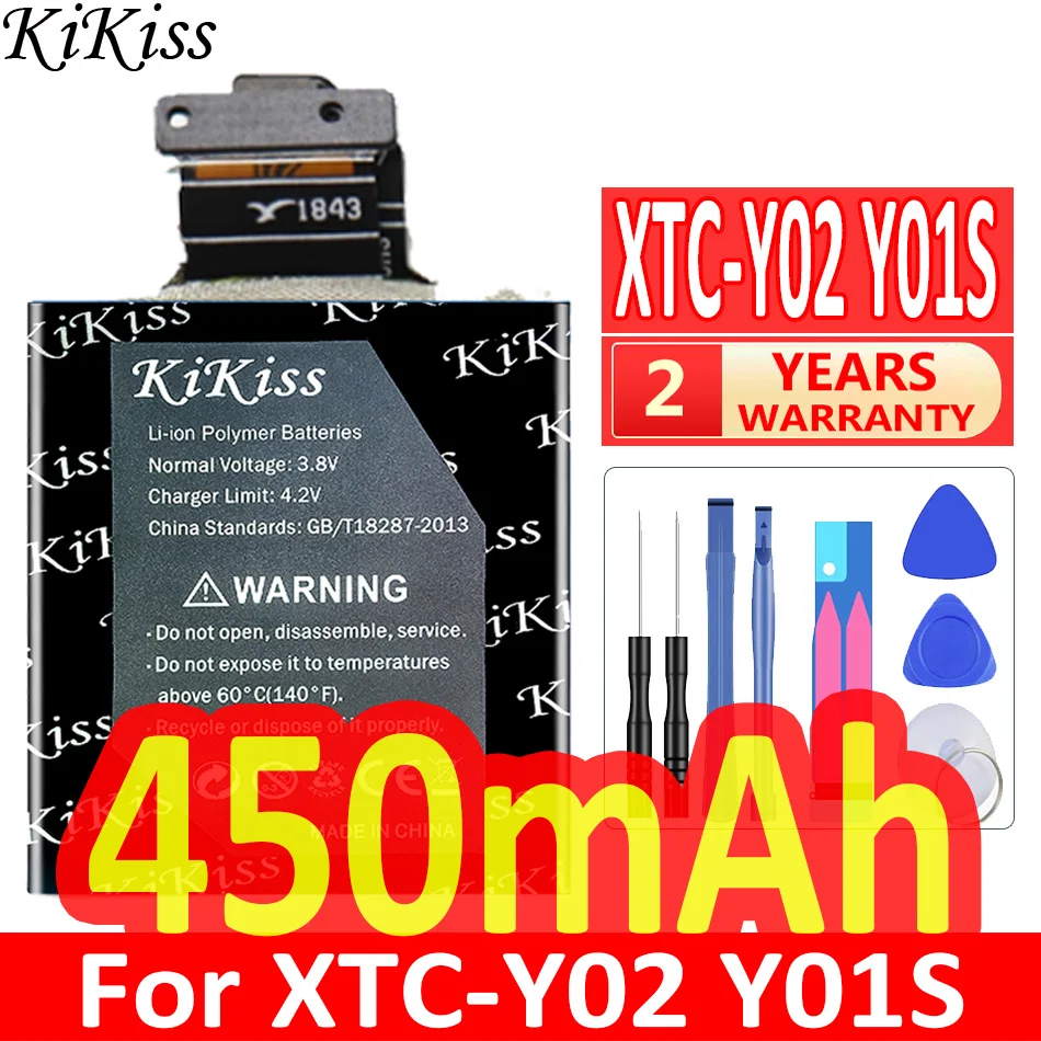 

450mAh KiKiss Powerful Battery For XTC-Y02 XTCY02 Y01S Smart Watch Mobile Phone Batteries