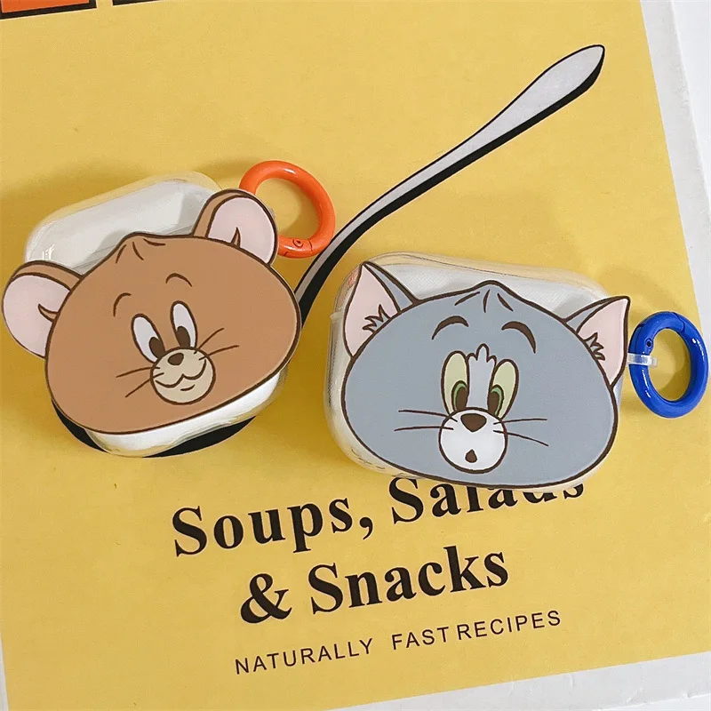 

3D Cartoon Cat and Mouse Case for AirPods 1 / 2 / 3 Pro Case Cover TWS Bluetooth Earbuds Accessories Protective Case Cover