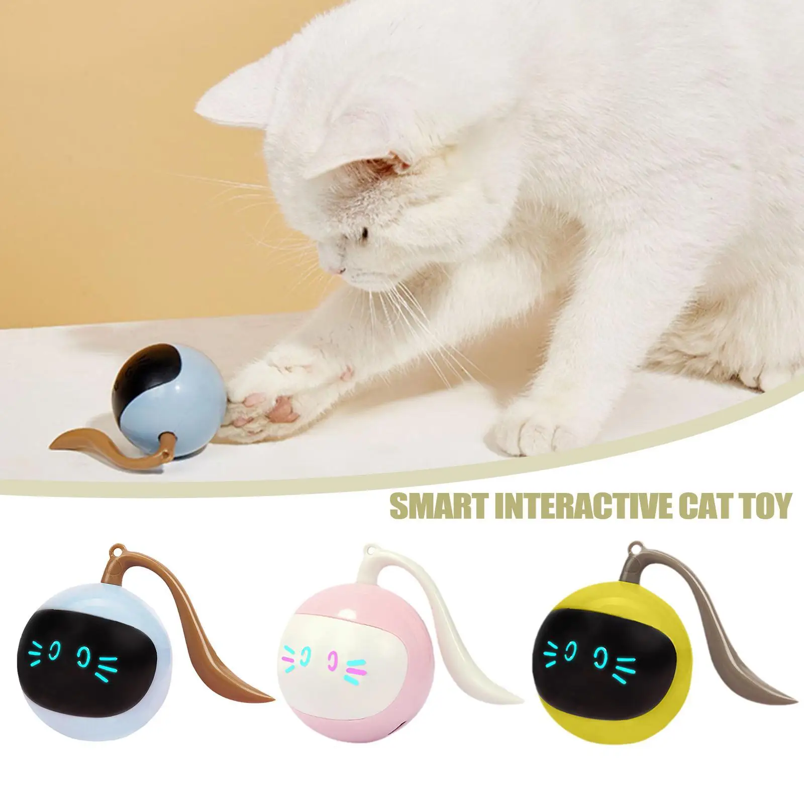 

Игрушки для кошек, автоматический движущийся мяч, мыши, перо, игрушки для котят в упаковке, умный электрический игрушечный тизер для домашни...