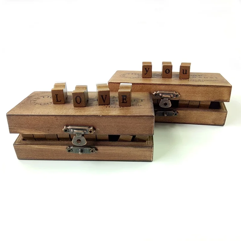 

30pcs/set Retro Romantic Design Uppercase&Lowercase Letter Wooden Craft Box Alphabet Letter Stamp Rubber Stamp DIY tool