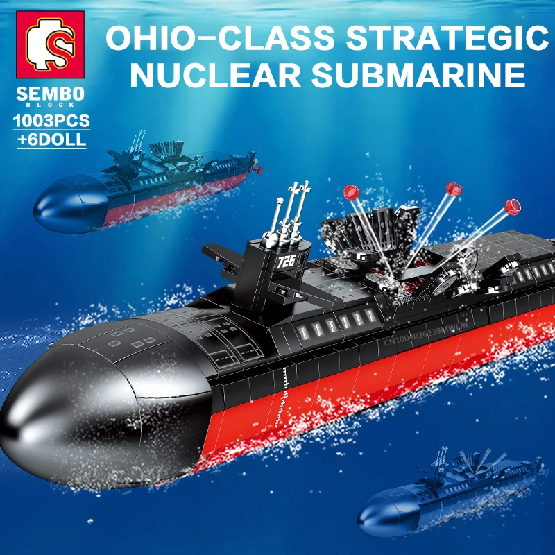 

SEMBO BLOCK Military Submarine Bricks Heavy Armed Weapon Building Blocks Collectible Display Toys For Children Adults