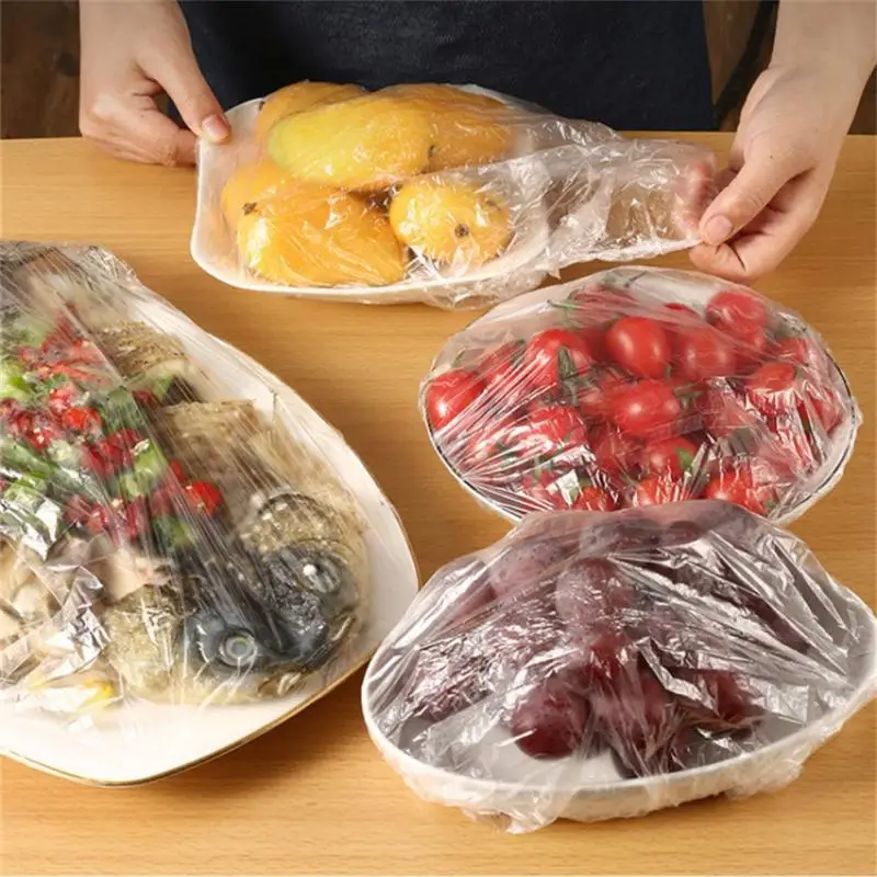 

100pcs Food Storage Covers Elastic Keep Fresh Food Plastic Wrap Dish Plate Clings Film For Refrigerator Kitchen Accessories