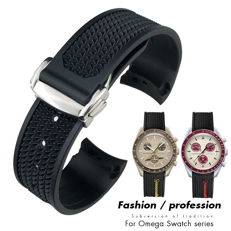 20mm 21mm 19mm 22mm Natural Soft Rubber Silicone Watchband for Omega Moonswatch Speedmaster Seamaster 300 Watch Strap Men