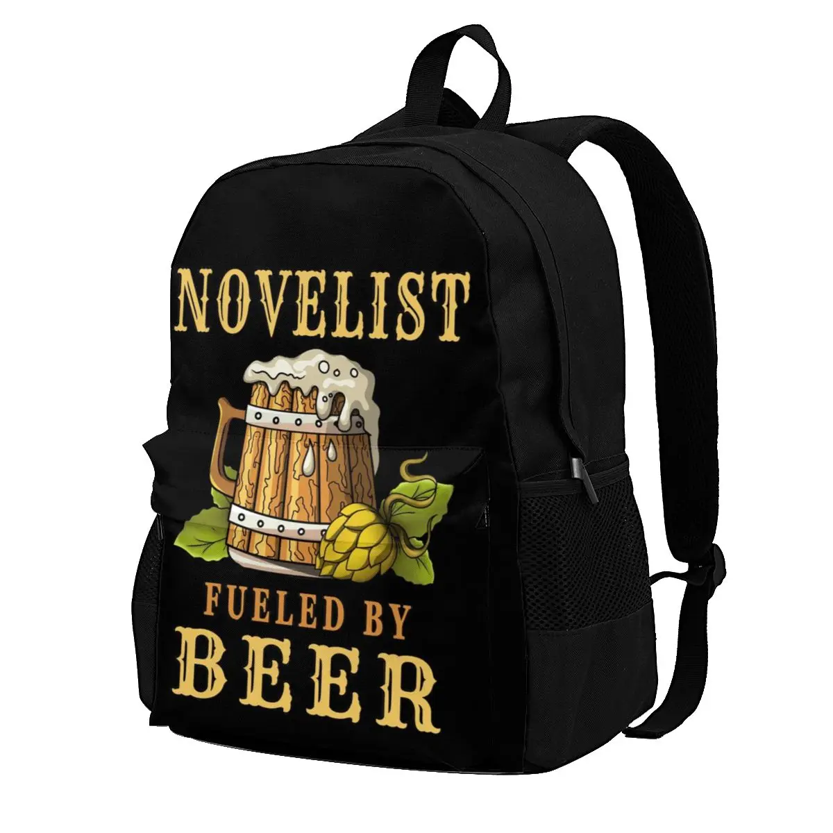 

Novelist Fueled By Beer Backpacks drinker funny alcohol beer lover Polyester Jogging Runner Backpack Breathable Fun Bags