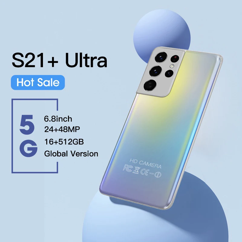 Smartphone 5G S21+ Ultra 6.8inch Globale Version 16+512GB 6000mAh 24+48MP Celulares Entsperren handys Mobile phones telefon