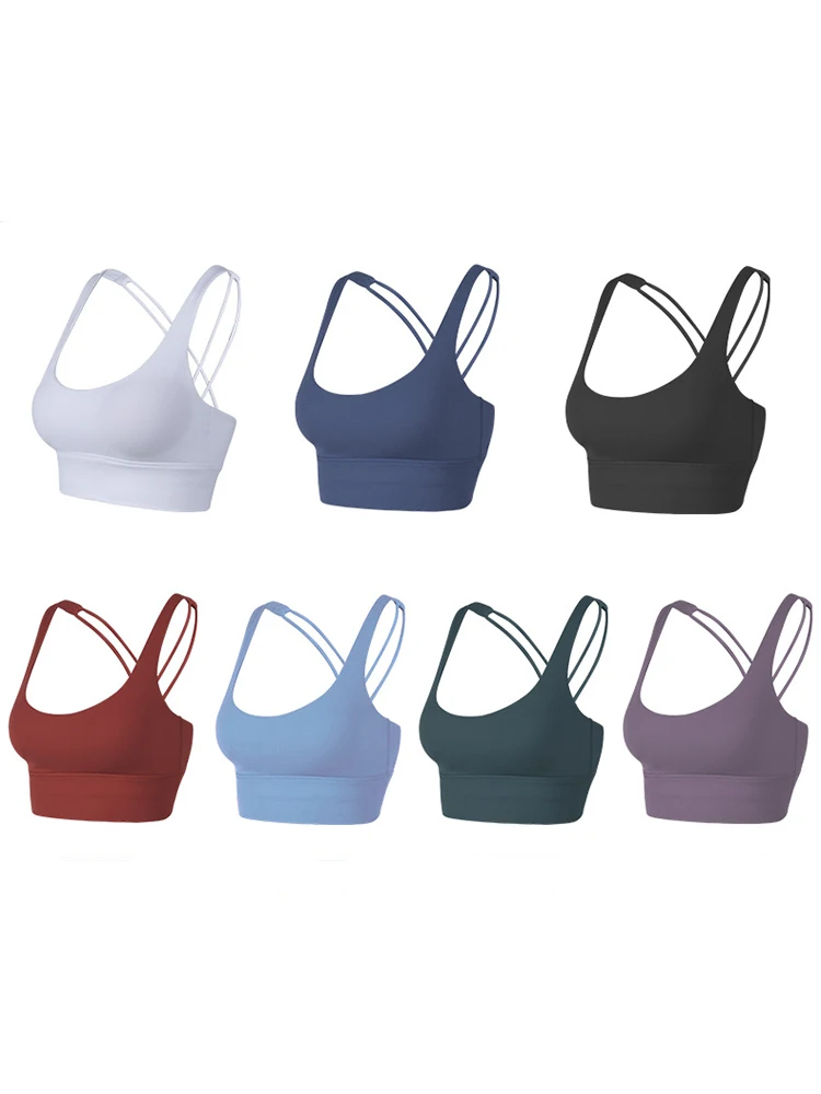 Women's Sports Bra Nylon Moisture Wicking Shockproof Bra Sports Workout Gym Clothing Tops Running Workout Yoga Bra Sportswear
