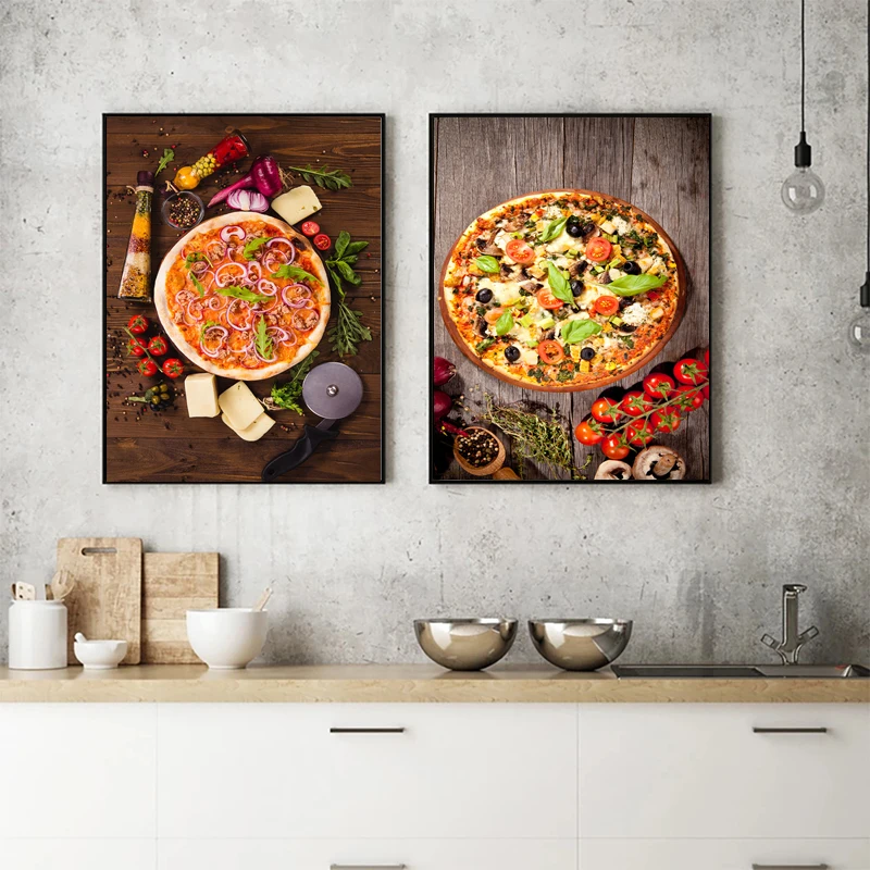 

Delicious Pizza Tomato Pepper Fresh Paste Garlic Food canvas Painting Poster Print WallArt Picture Kitchen reataurant home Decor