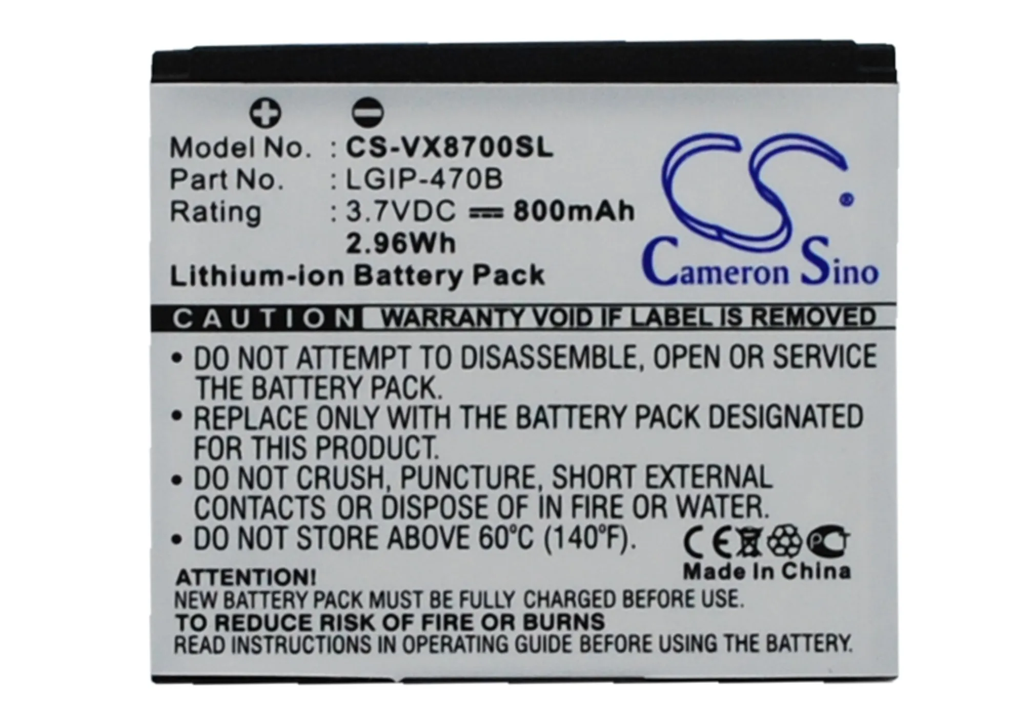 Cameron Sino для LG AX565,Dekoy,LX-570,LX570 woonq, UX565,VX8610,VX8700,VX-8700,VX8700 shine 800mAh/2.96Wh