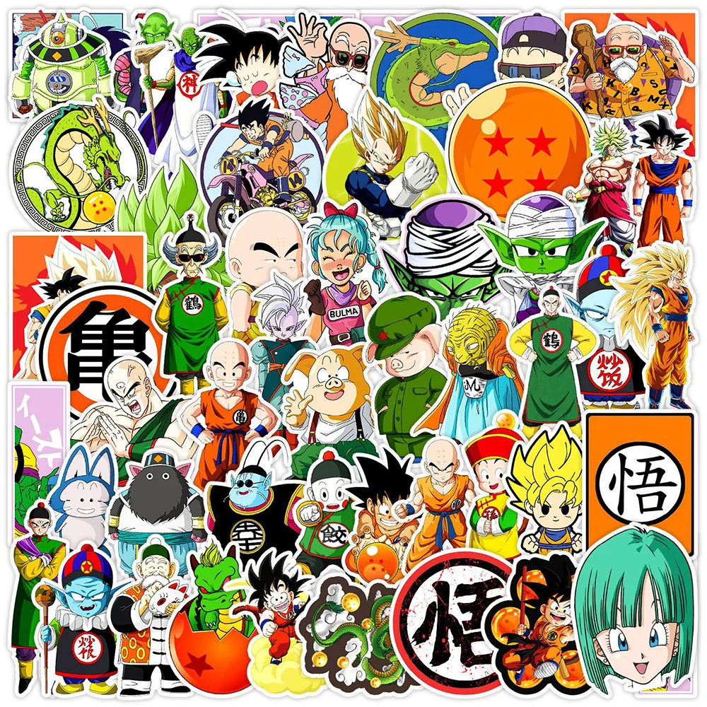 

10/30/50pcs Anime Dragon Ball Stickers Super Saiyan Son Goku Cartoon Decal Toy DIY Motorcycle Skateboard Phone Kids Cool Sticker