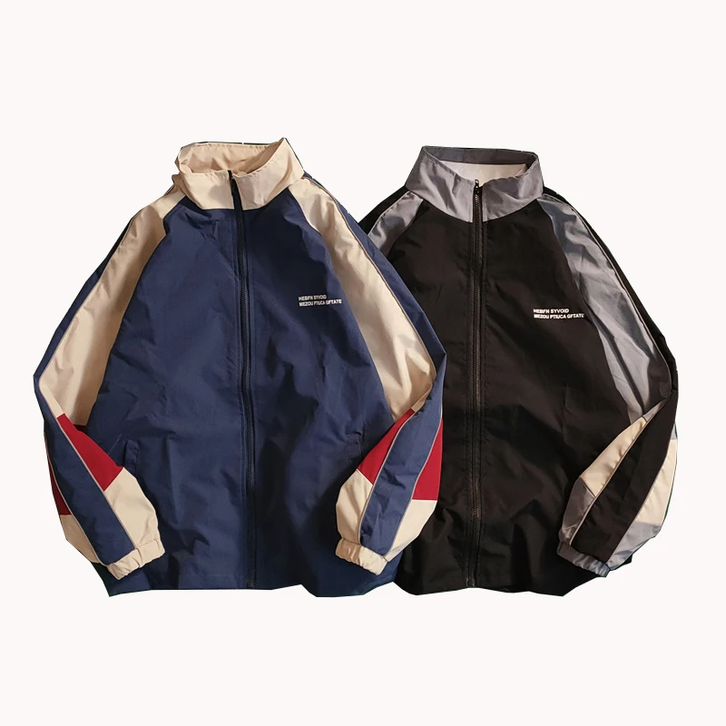 

Varsity Jacket Men Thin Bomber Jacket Jaqueta Masculina Hip Hop Patchwork Jackets Men Harajuku Color Block Windbreaker Coats