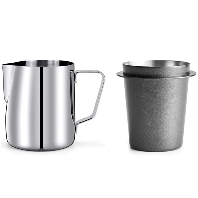 

Dosing Cup Coffee Sniffing Mug Powder Feeder with 350Ml Milk Pitcher, Espresso Pitcher Latte Frothing Pitcher