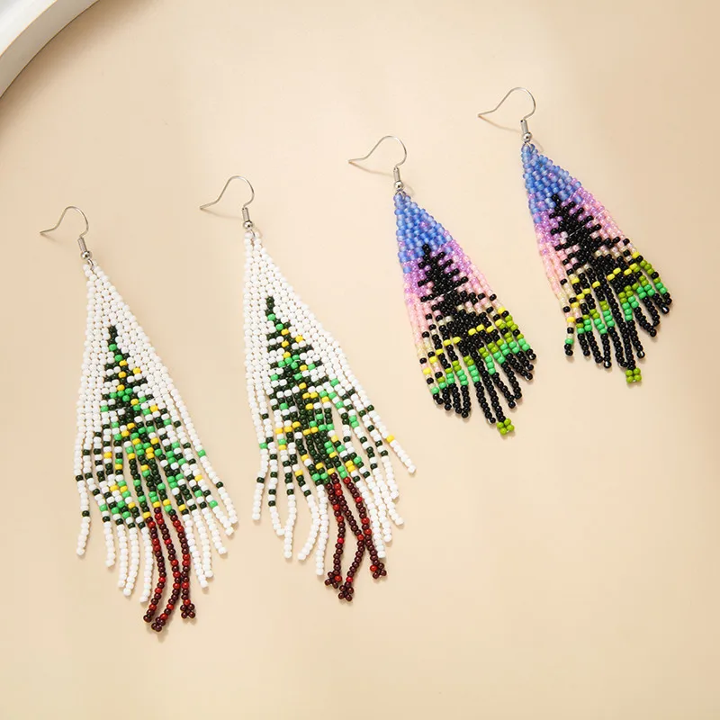 

Christmas Bohemian Long Fringe Earrings Ethnic Style Handmade Designer Earrings Earrings for Women