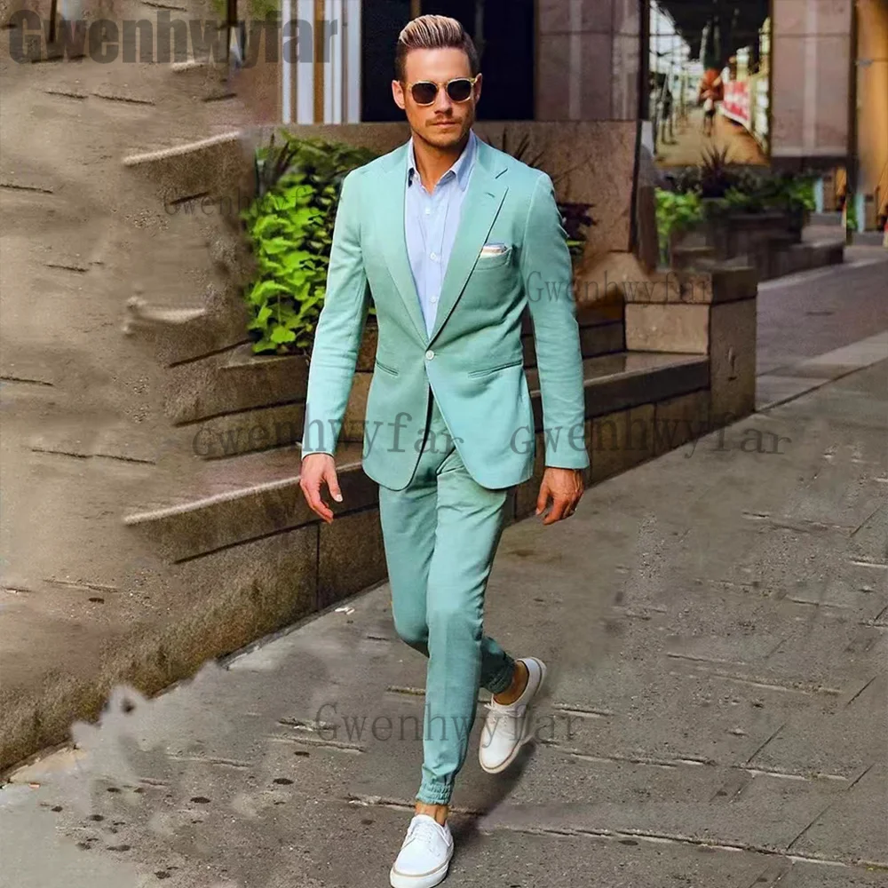 

Gwenhwyfar Mint Green Mens Suits 2022 Notch Lapel Wedding Suits For Men Groom Tuxedos Two Pieces Costume Homme(Jacket+Pants)