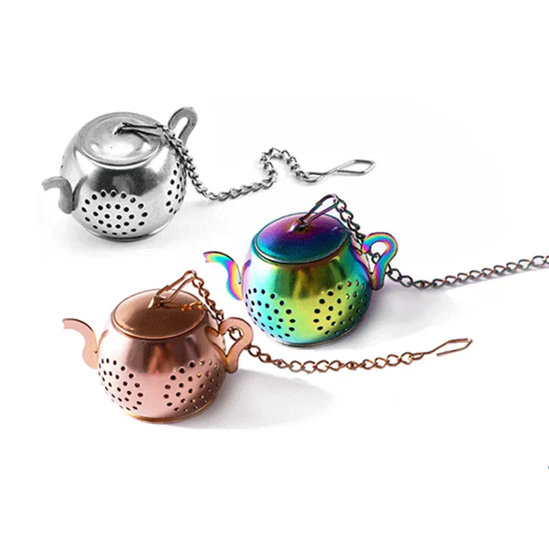 

Teapot/Star/Heart Shape Tea Strainer Stainless Steel Tea Infuser With Chain Herbal Spice Filter Diffuser Kitchen Gadget Teaware