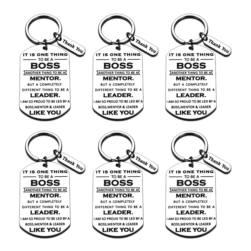 

6Pcs Boss Day Gifts For Office Keychain Thank You Boss Gift For Coworker Mentor Leader Birthday Leaving Going Away Gifts