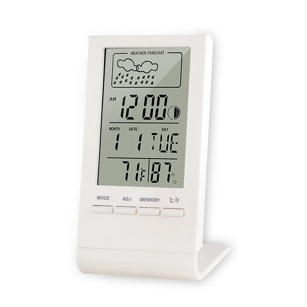 

LCD Thermometer Battery Powered Humidity Meter Sensor Calendar Time Baby Nursery Clock Office Greenhouse Black