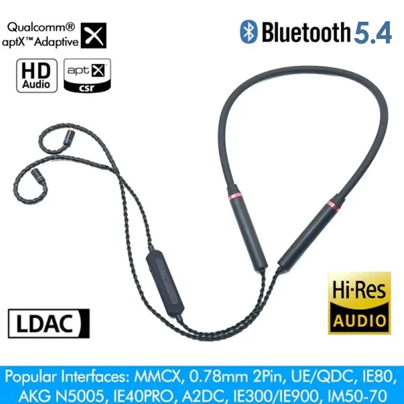 Bluetooth-кабель QCC5181 LDAC для обновления aptX Lossless LC3 MMCX SE215 SE535 0 75 мм 2-контактный CCA TRN KZ IE80