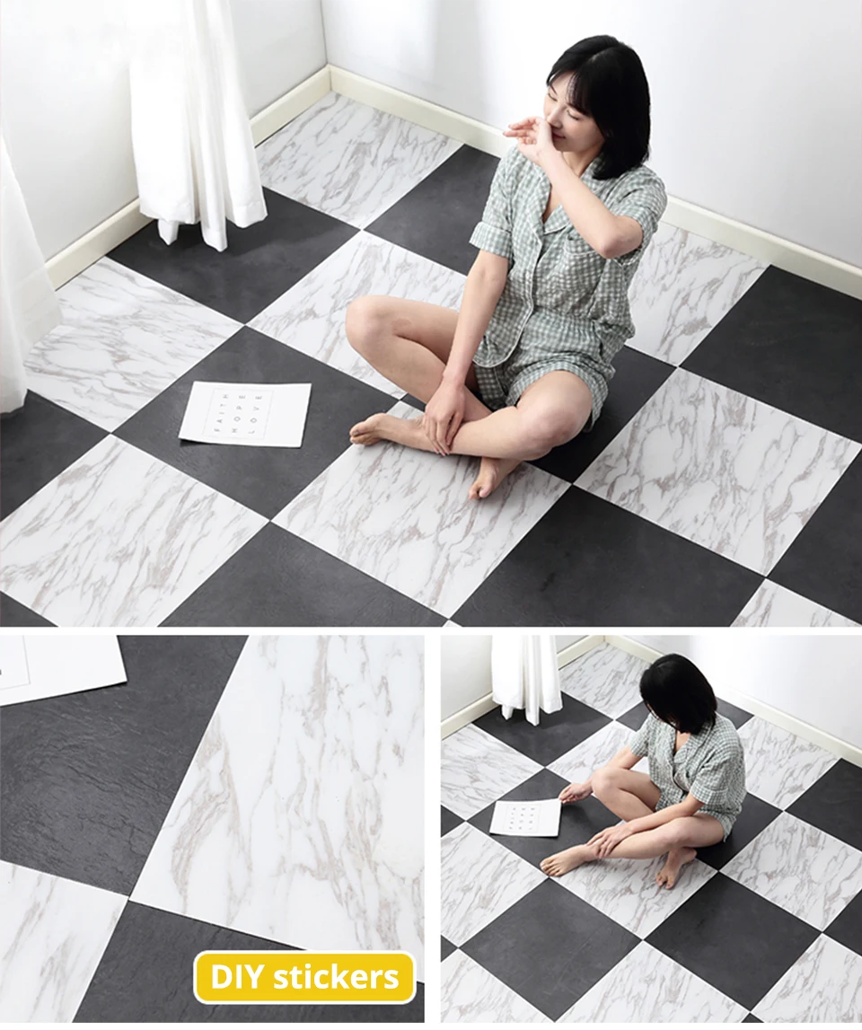 

Waterproof Floor Stickers Self Adhesive Marble Wallpapers Bathroom Wall Sticker House Renovation Decals DIY Wall Ground Decor