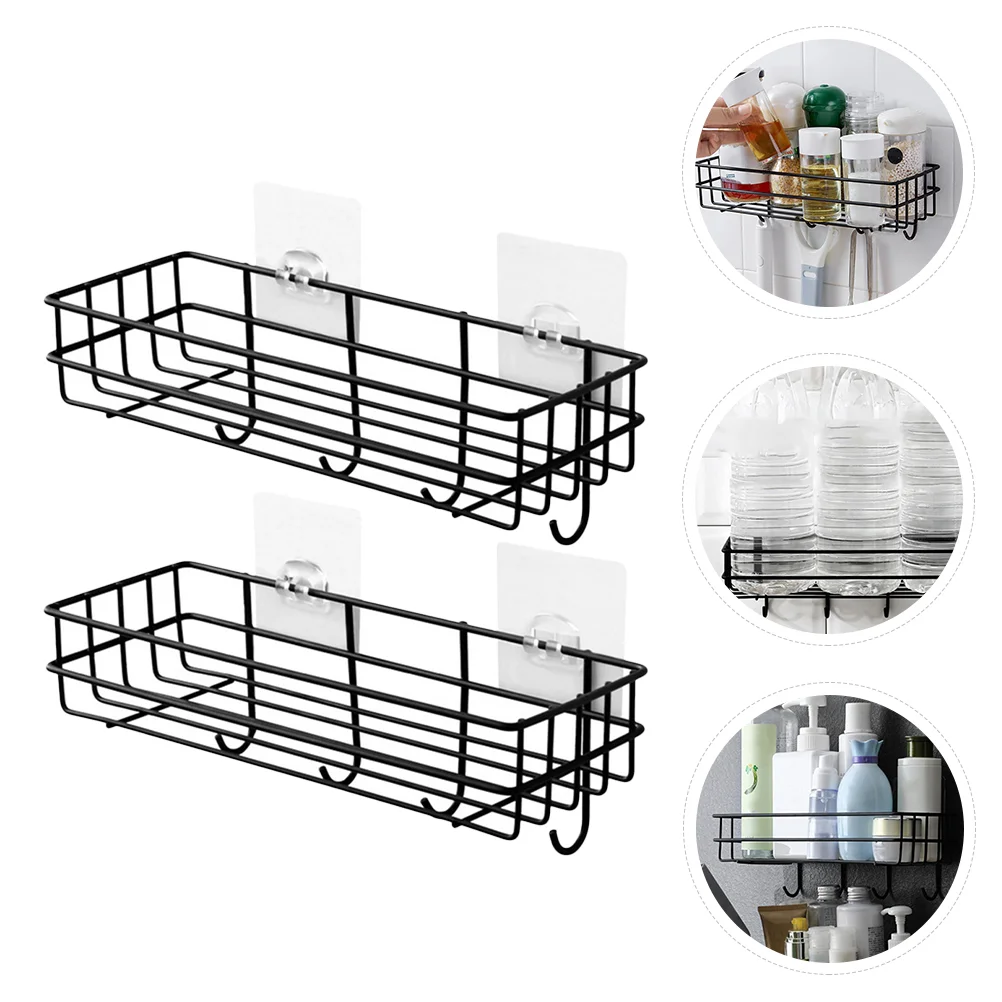 

Hanging Storage Wall Bathroom Shelves Basket Organizer Shelf Shower Rack Kitchen Stand Mounted Corner Nail Floating Free Wire