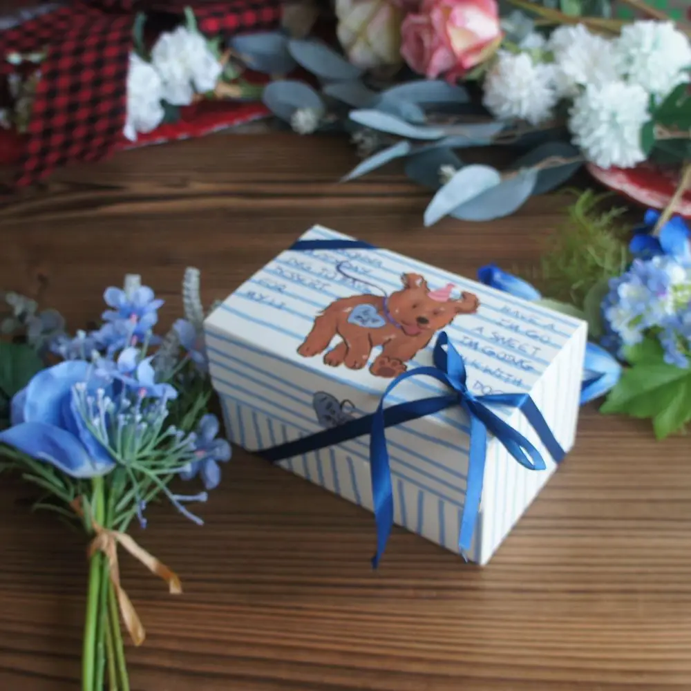 17*9*10 см 10 шт. синяя линия для бега собаки бумажная коробка конфеты сладкая