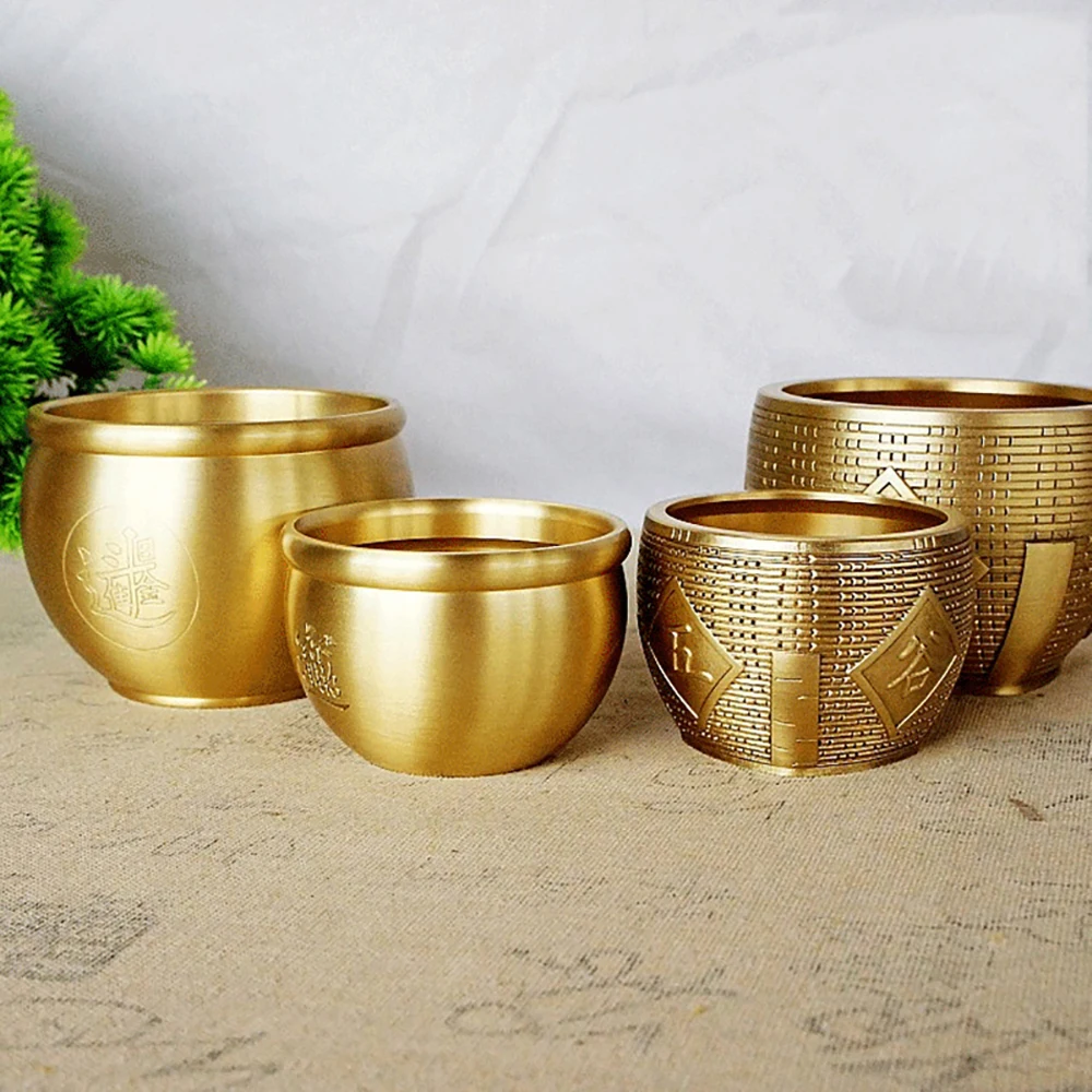 

Brass Grains Fengdeng Wealth Bowl, Brass Wealth Bowl, Brass Ornaments Home, Brass Geomantic Ornaments Relocation Gift