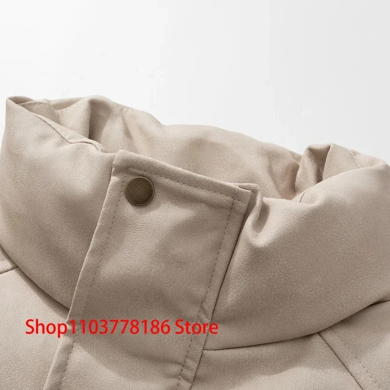 Американские куртки с воротником-стойкой скраб из искусственной кожи