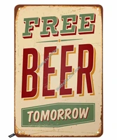 beer tin signsvintage style free beer tomorrow vintage metal tin sign for men womenwall decor for barsrestaurantscafes pubs