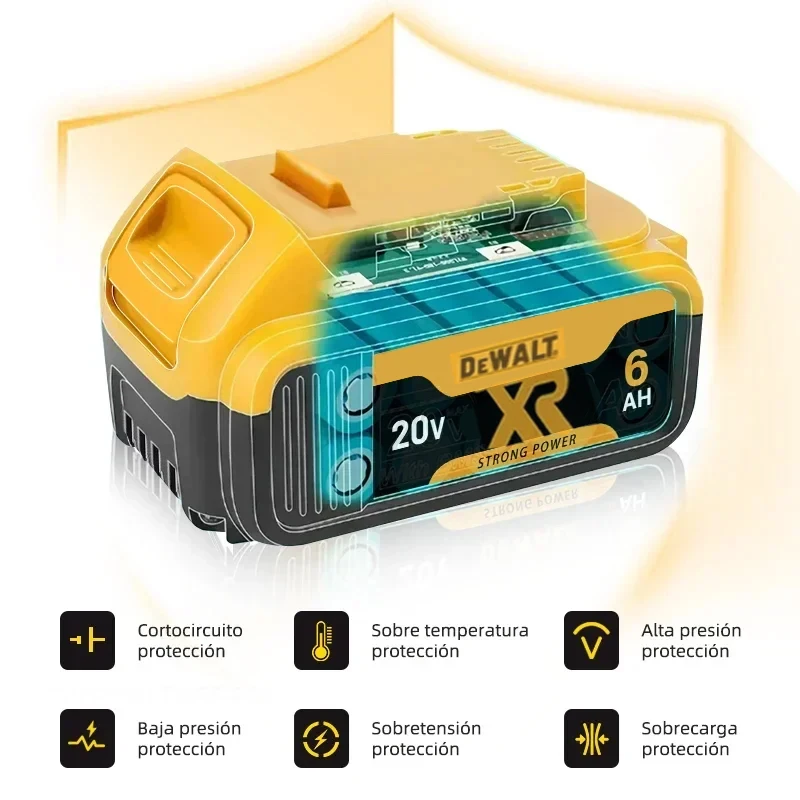 Аккумулятор DCB200 20 В совместимый с электроинструментами dewalt 6 Ач перезаряжаемый