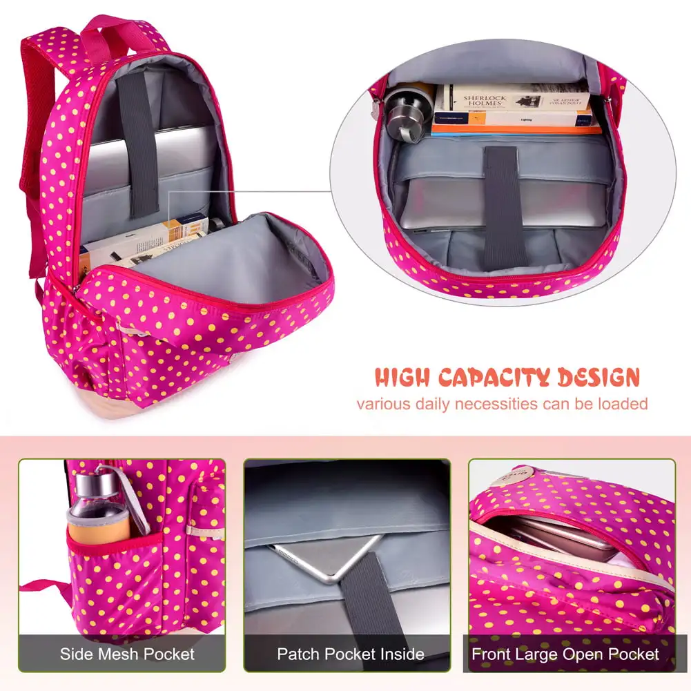 3 in 1 Casual Style Lightweight Canvas Bookbag/ School Backpack with Cross-body Bag and Purse/Pen Bag, Traveling Backpack