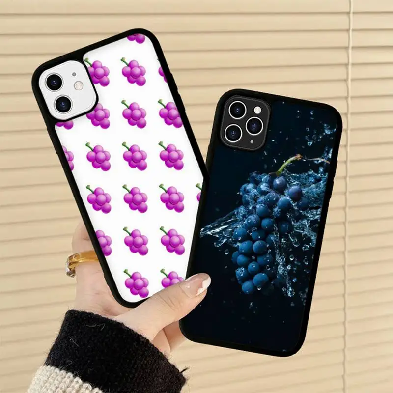 

Grape Phone Case Silicone PC+TPU Case for iPhone 11 12 13 Pro Max 8 7 6 Plus X SE XR Hard Fundas