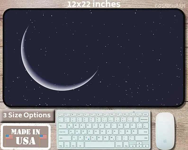 

Crescent Moon Desk Mat, Full Desk Mouse Pad For Home Office, Desk Cover Gift For Him, Extra Large Desk Pad