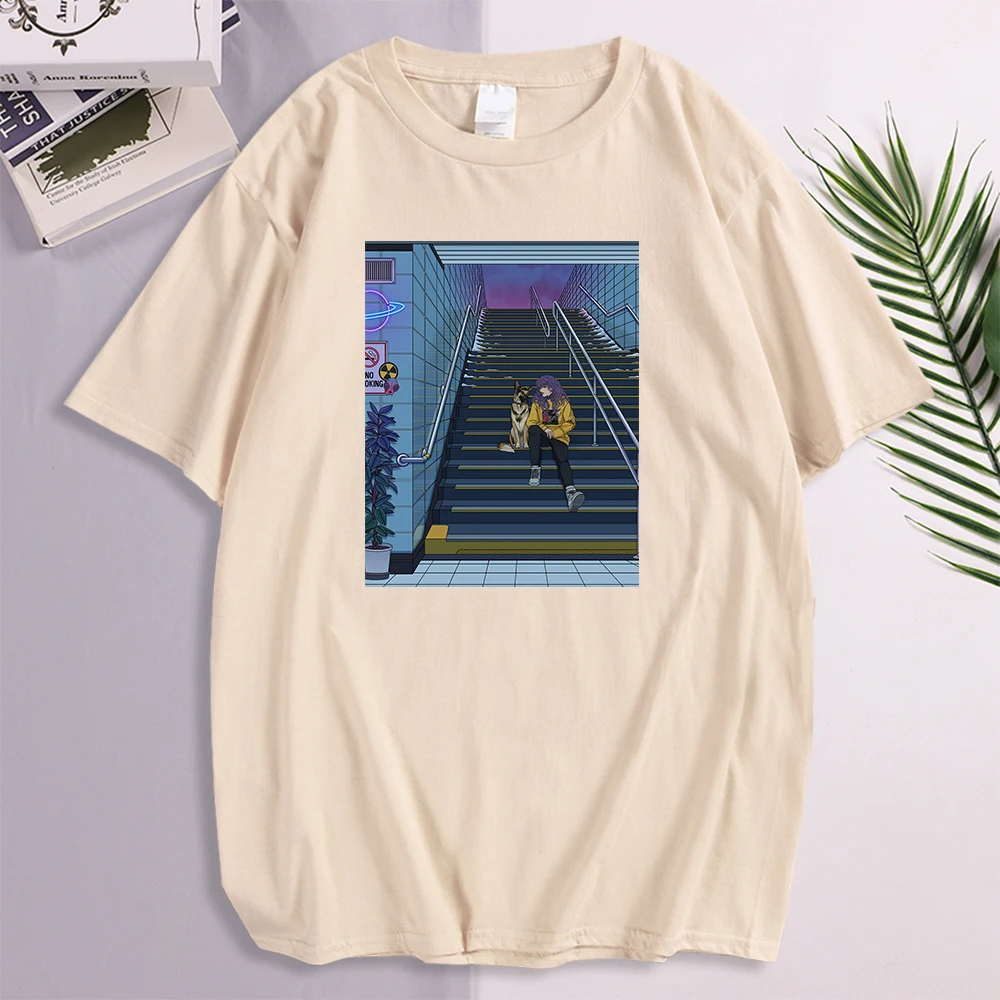

Рубашка Night Metro футболки в стиле панк мужская с принтом в стиле Харадзюку, уличная одежда, винтажная одежда с круглым вырезом, модная повседн...