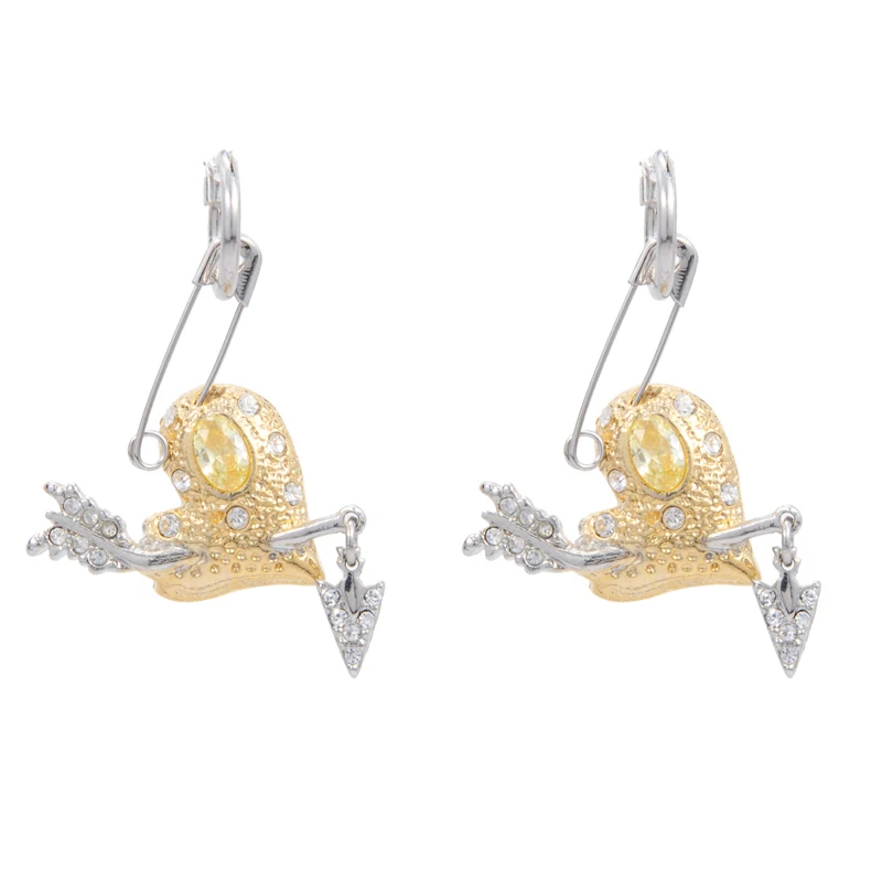 

Fashion Women Jewelry For Vivienne West Queen Gold Heart Arrow Piercing Stud Earrings Punk Style Ins Same Earrings Couple Gifts