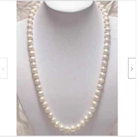 24inch 8 9mm aaa akoya white cream pearl necklace 14kyellow gold p clasp