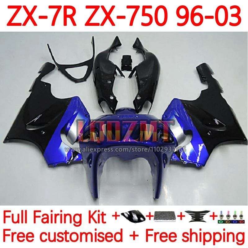 

Аксессуары для KAWASAKI NINJA ZX750 ZX 7R 7 R 750 ZX7R 96 97 98 99 00 01 02 03 цвет: синий, черный 1996 1998 2003 обтекатель 84No.8