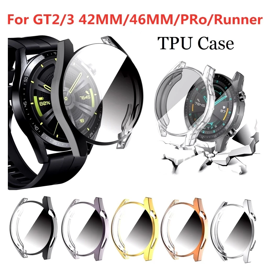 

Мягкий чехол из ТПУ для Huawei Watch GT3 GT2 Pro GT 2 46 мм 42 мм, чехлы GT 3 Runner, Защитная пленка для экрана, бампер, ремешок для умных часов