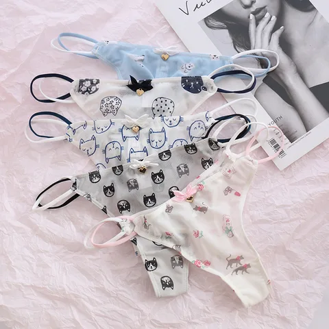 Sexy Pantis Mesh T Pants Thong Cute Transparent Strawberry Cherry Ladies Panties Underwear Low Waist Seamless Lace G-string Sexy Pantis Mesh T Pants Thong Cute Transparent Strawberry Cherry Ladies Panties Underwear Low Waist Seamless Lace G-string