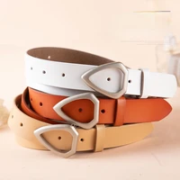 designer triangle buckle belt office 365 workplace women leather belt cow two layer leather heart buckle fashion womens belt