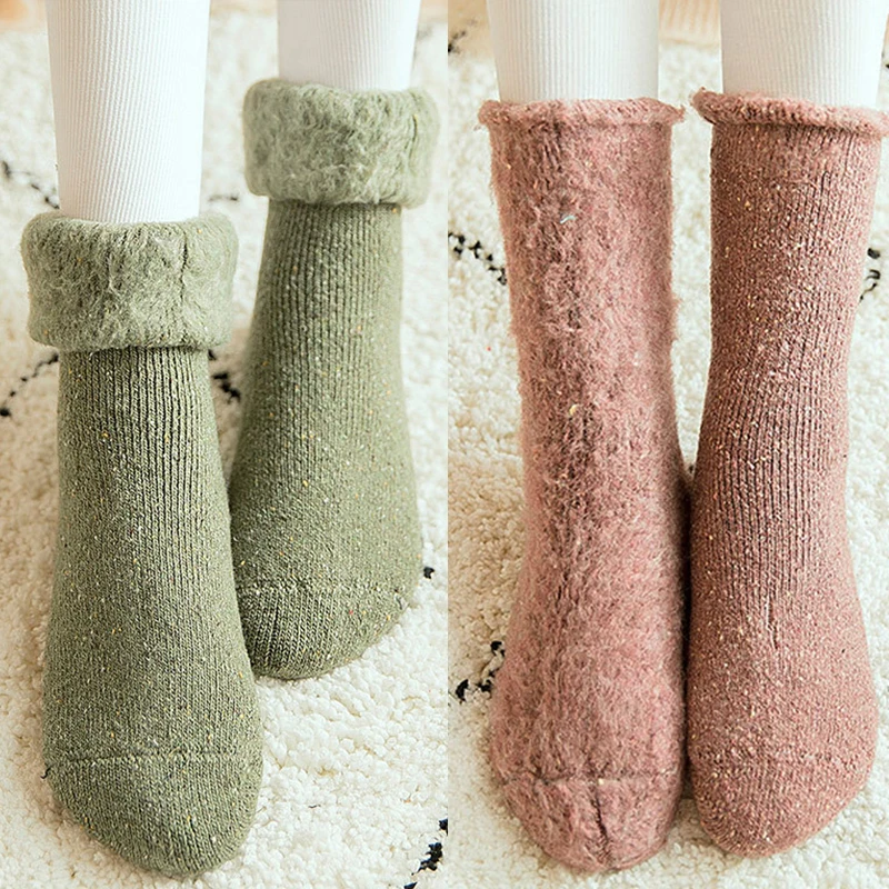 

Unisex Thicken Thermal Socks Merino Wool Rabbit Sock Soft Seamless Home Snow Boots Floor Sock Kawaii Fashion Socks 1Pairs