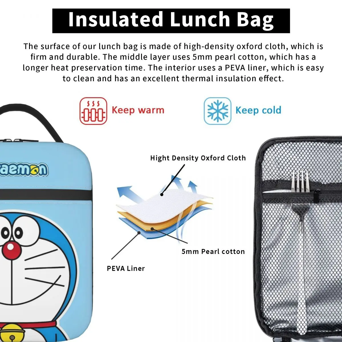 D-Doraemons изолированная сумка для ланча многоразовая Термосумка Портативный