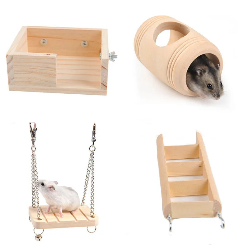 

Wooden Hamster Mouse Tunnel Tube Toy Hamster Cage Toy Seesaw Pet Wooden Home Small Animal Rat Mice House Play Swing Rat Toys