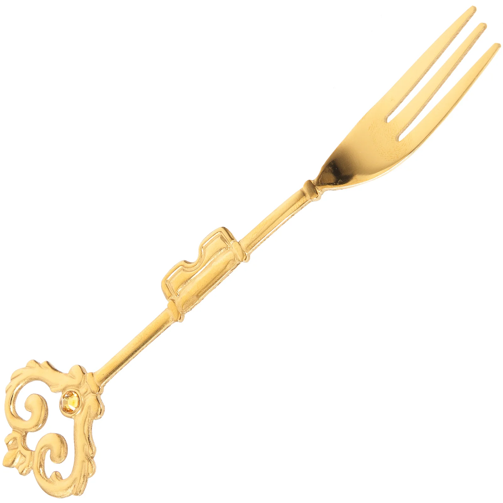 

Golden Vintage Cutlery Dessert Forks Small Metal Stainless Steel Cake Fruit Long Handle Mini Appetizers Girl