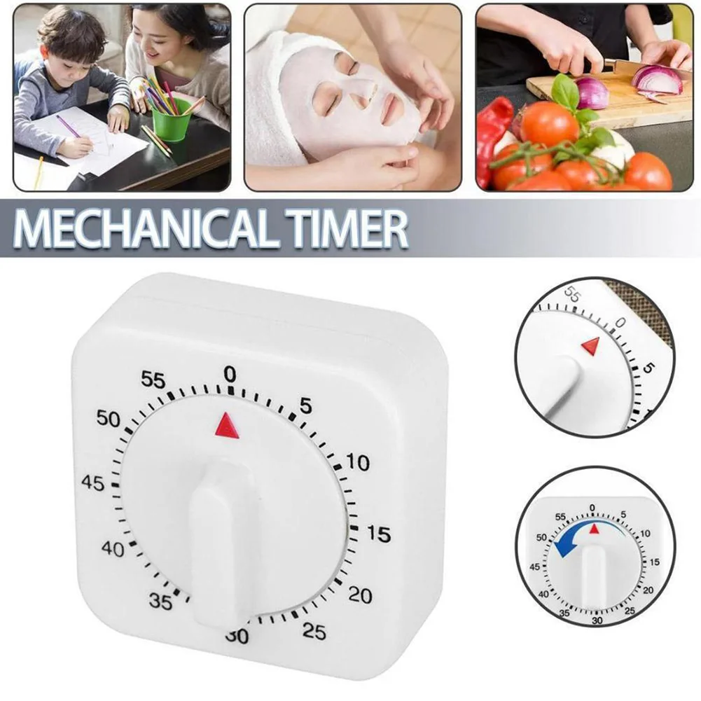 

60 Minutes Mechanical Timer Kitchen Cooking Timer Count Down Silent Alarm Reminder For Kitchen Classroom Homework Office Timer