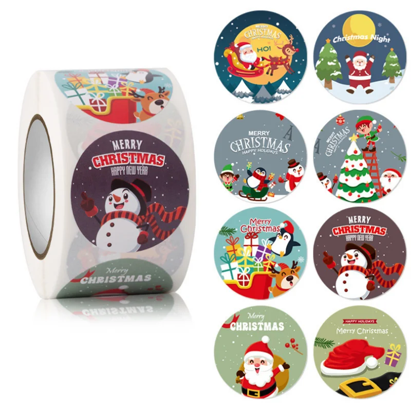 

Holiday Stickers 100-500 Pieces 4 Designs Christmas Themed Sealed Label Stickers DIY Gift Baking Packaging Envelope Decorations