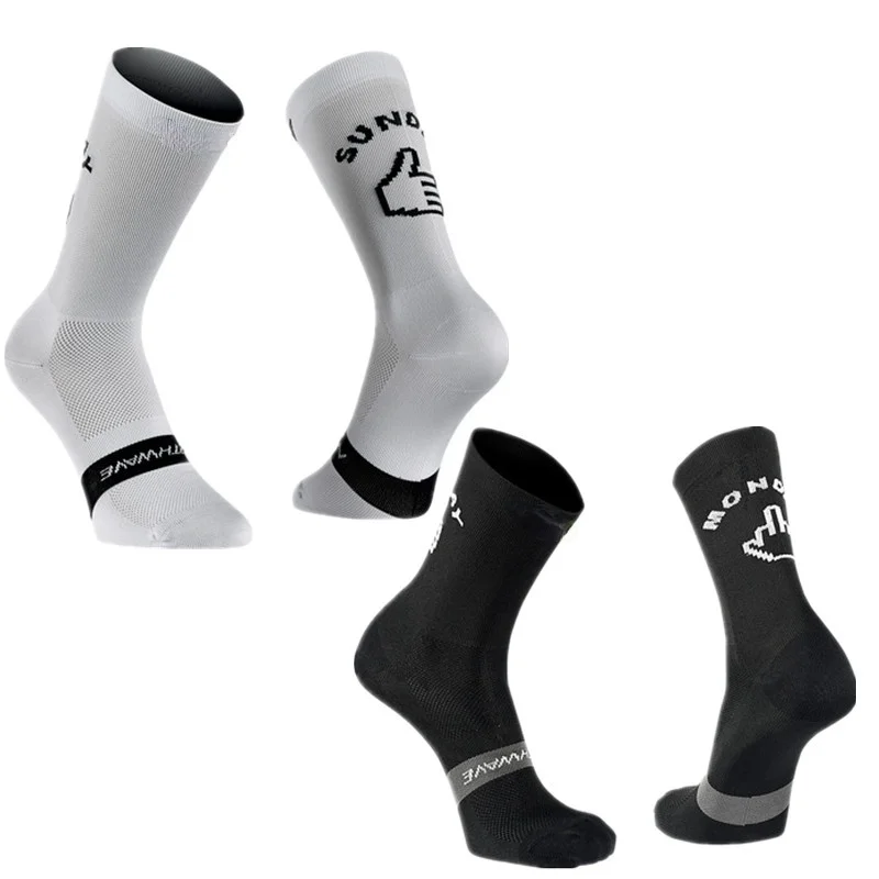 

New Monday Sunday Funny Cycling socks Breathable Road Bicycle Socks Men women Thumb Middle Finger Sports Racing Running socks