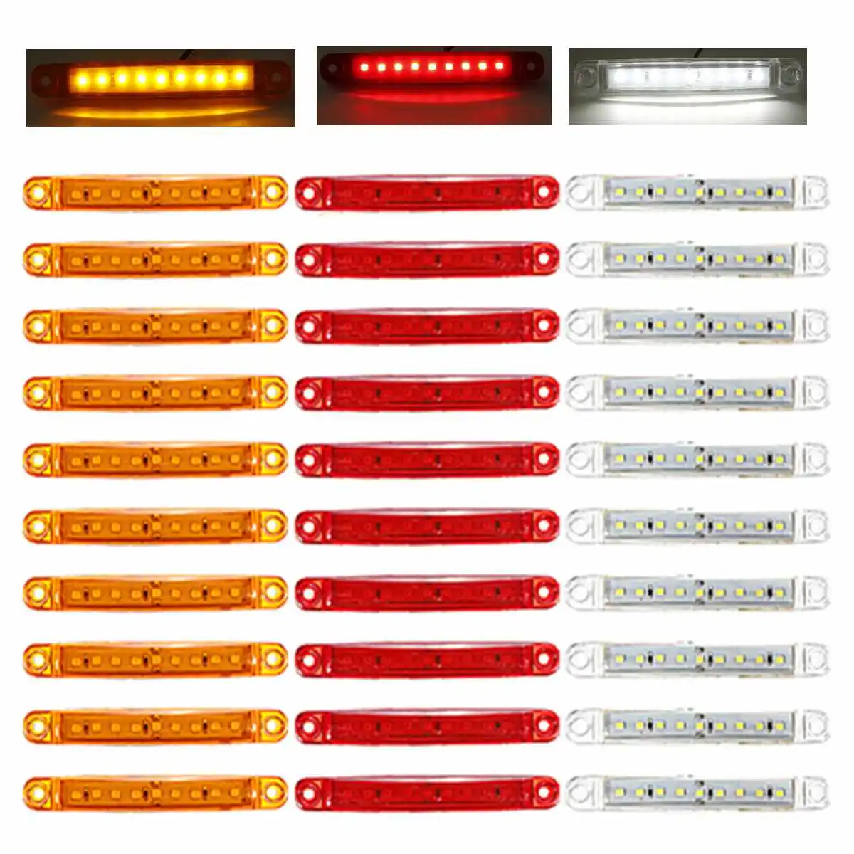 

10PCS 9 LED Light Oval Clearance Trailer 12V 24V Truck Lorry Caravan Camion LED Side Marker Indicator Lamp Luces Remolque