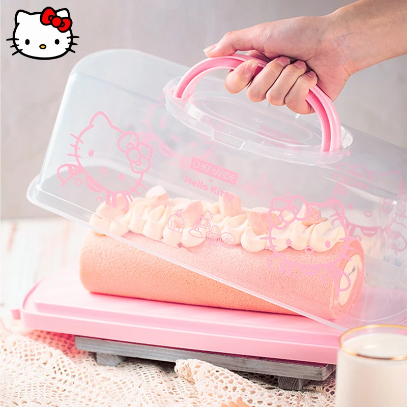Cute Cartoon Portable Rectangular Transparent Reusable Cake Box Portable Baking Mold Box Gift