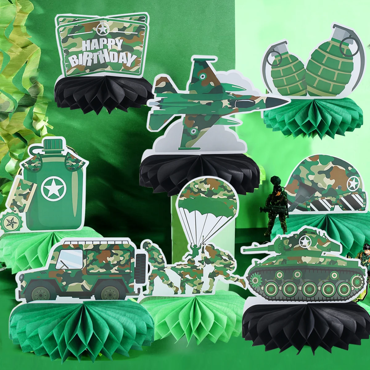 Камуфляжный сотовый камуфляж армейский декор для дня рождения военный солдат